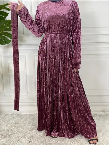 Golden Velvet Net Color Ladies' Dress