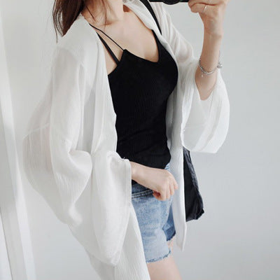 Korean Style Sun Protection Cardigan for Women (White)