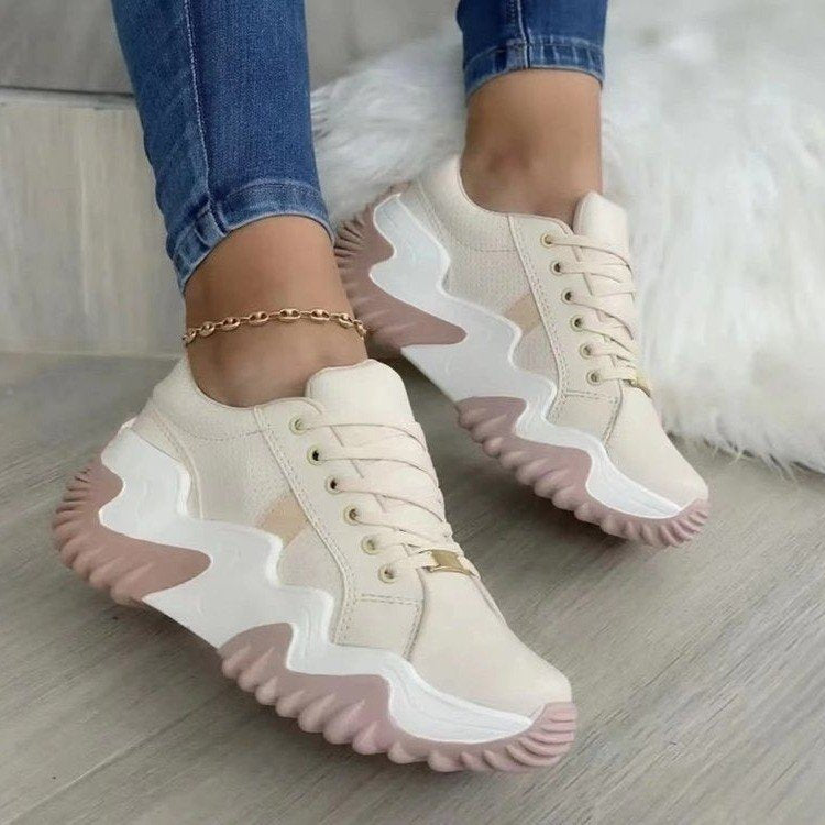 Comfortable Ladies Casual Sneakers with Thick Sole