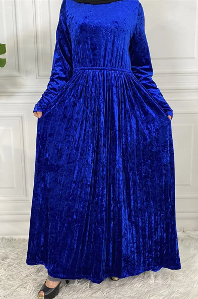 Golden Velvet Net Color Ladies' Dress