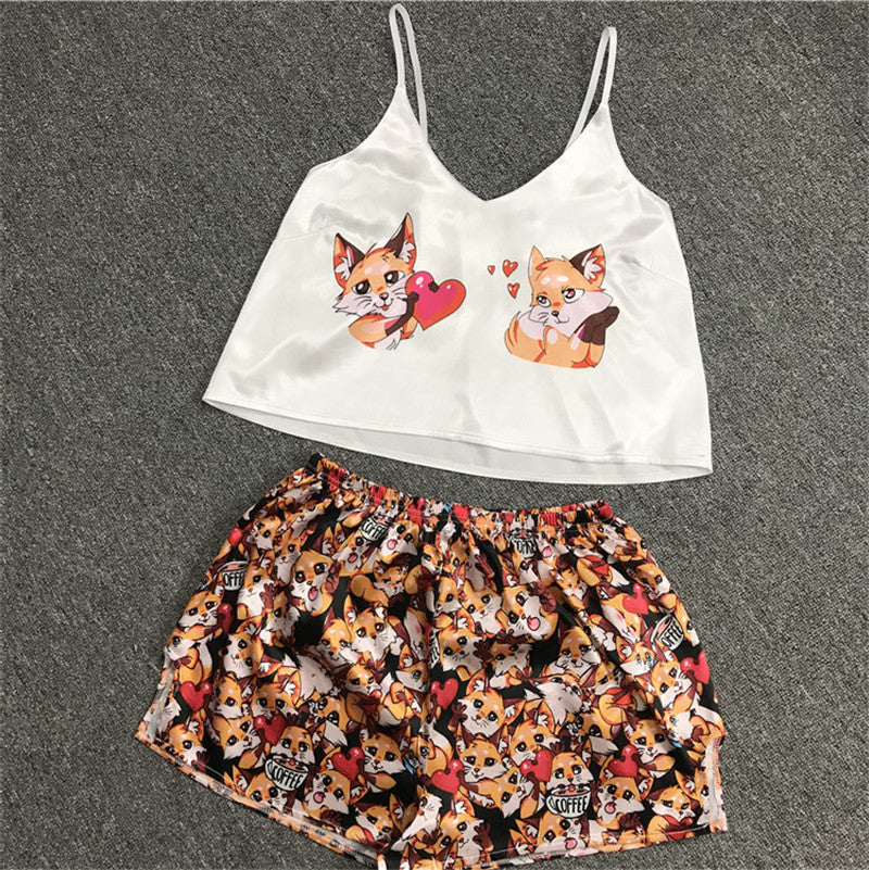 Women's Satin Cami and Shorts Pajama Set (Summer)