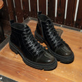 Men's Leather High Top Zipper Shoes with Gradient Color