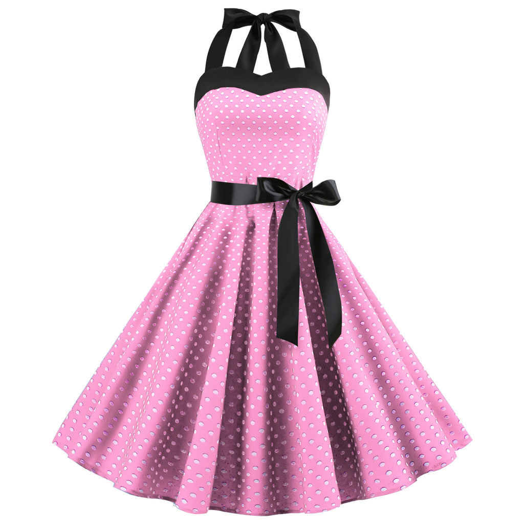 Vintage Polka Dot Strapless Maxi Dress for Women