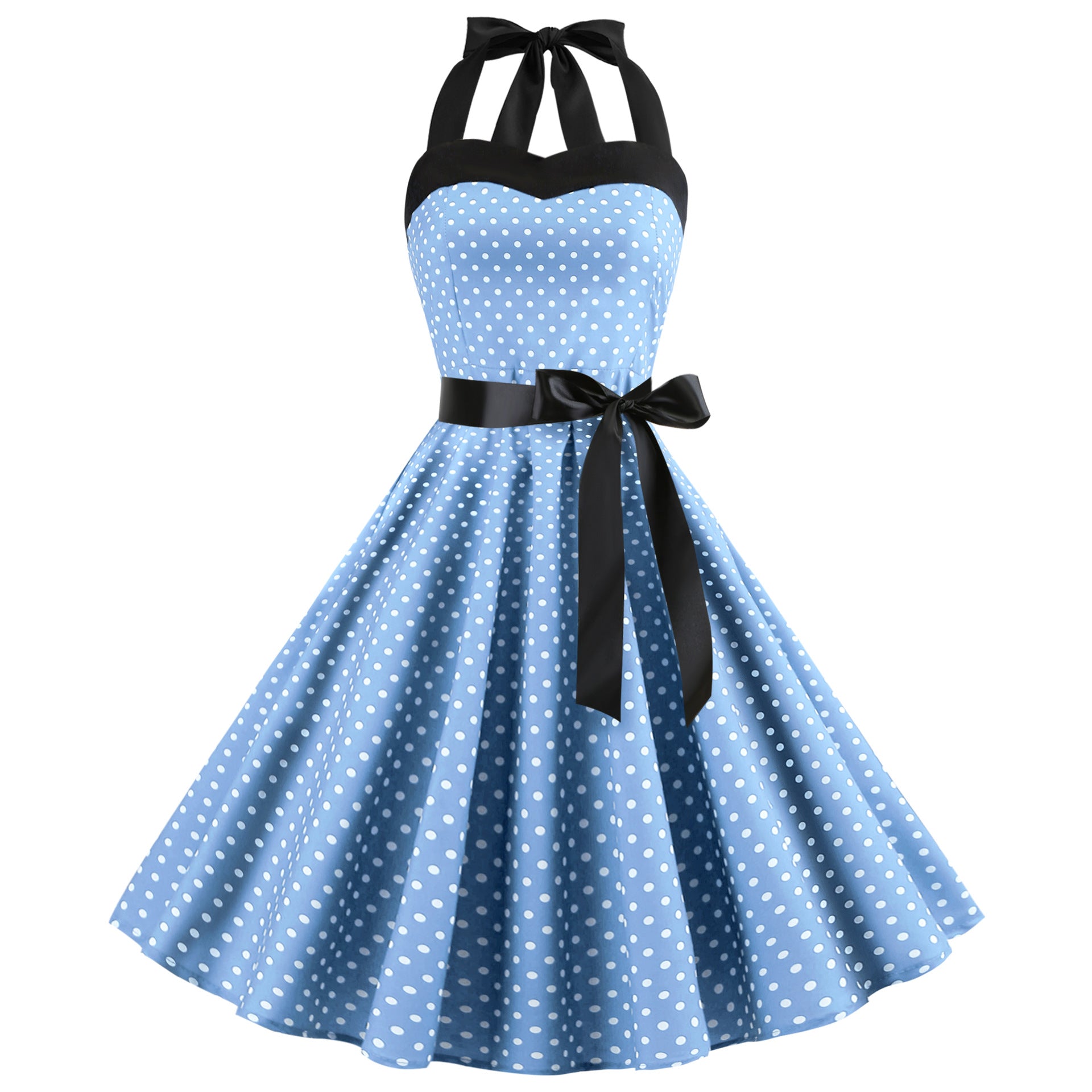 Vintage Polka Dot Strapless Maxi Dress for Women