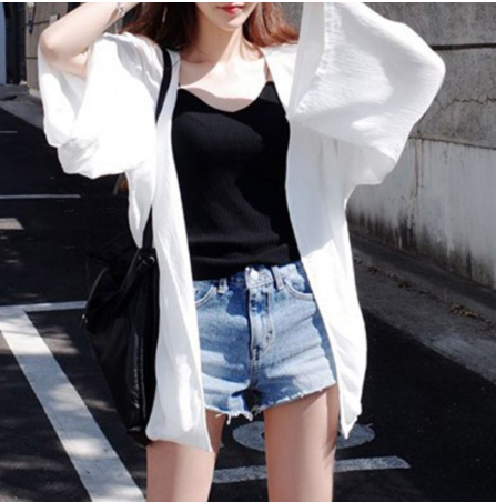 Korean Style Sun Protection Cardigan for Women (White)