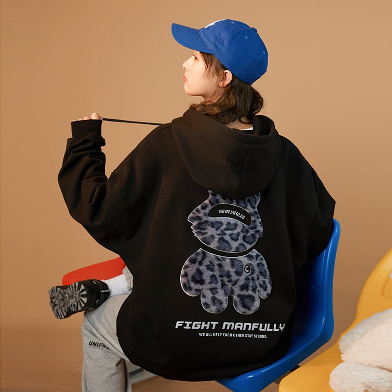 Reflective Printed Hooded Sweater Jacket for Women