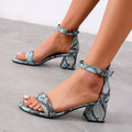 Leopard Print Open Toe Thick Heel Women's Sandals