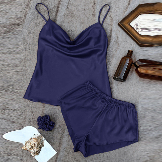 Thin Ice Silk Women's Pajama Set - Sexy Two-Piece Homewear