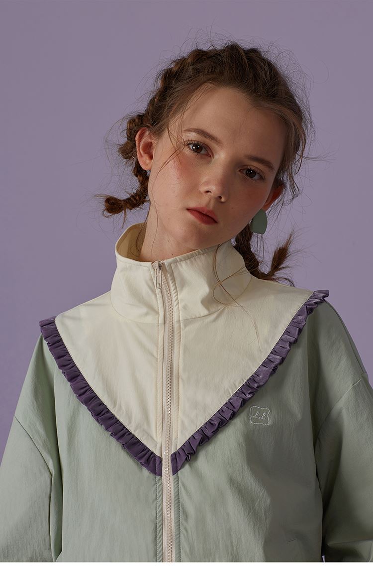 Contrast Zipper Short Jacket - Spring Women's Outerwear