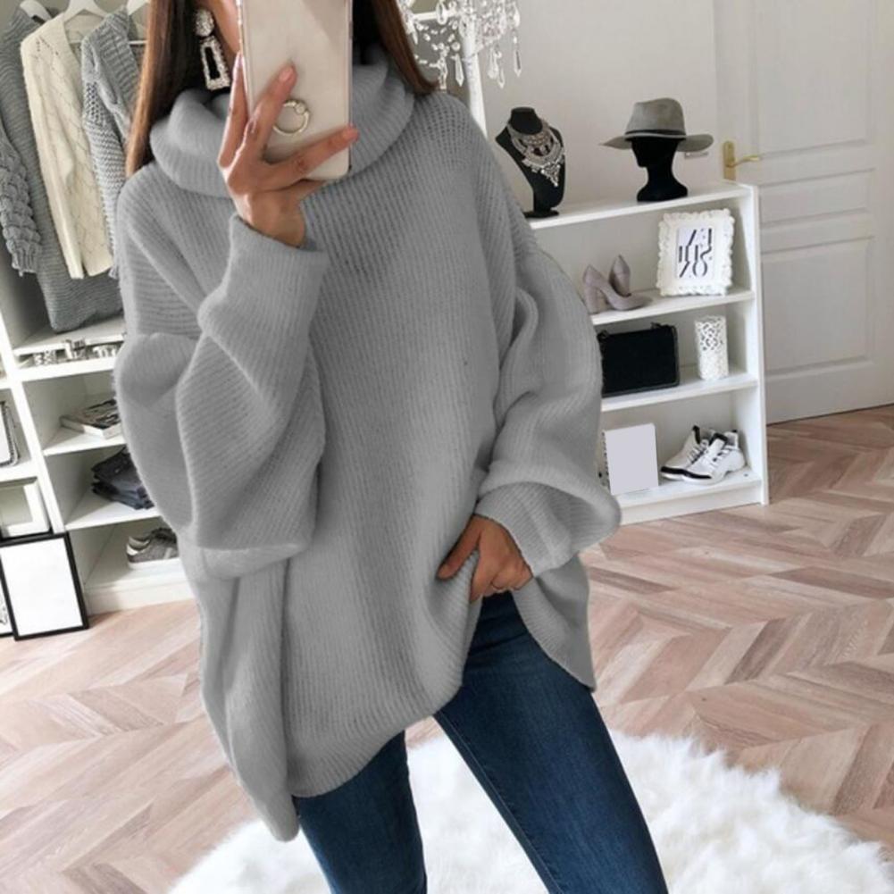 Oversized High Neck Knitted Sweater for Women