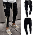 Multi-Pocket Zipper Embroidered Side Denim Pants