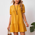 Ladies Short Sleeve Cotton Linen Dress