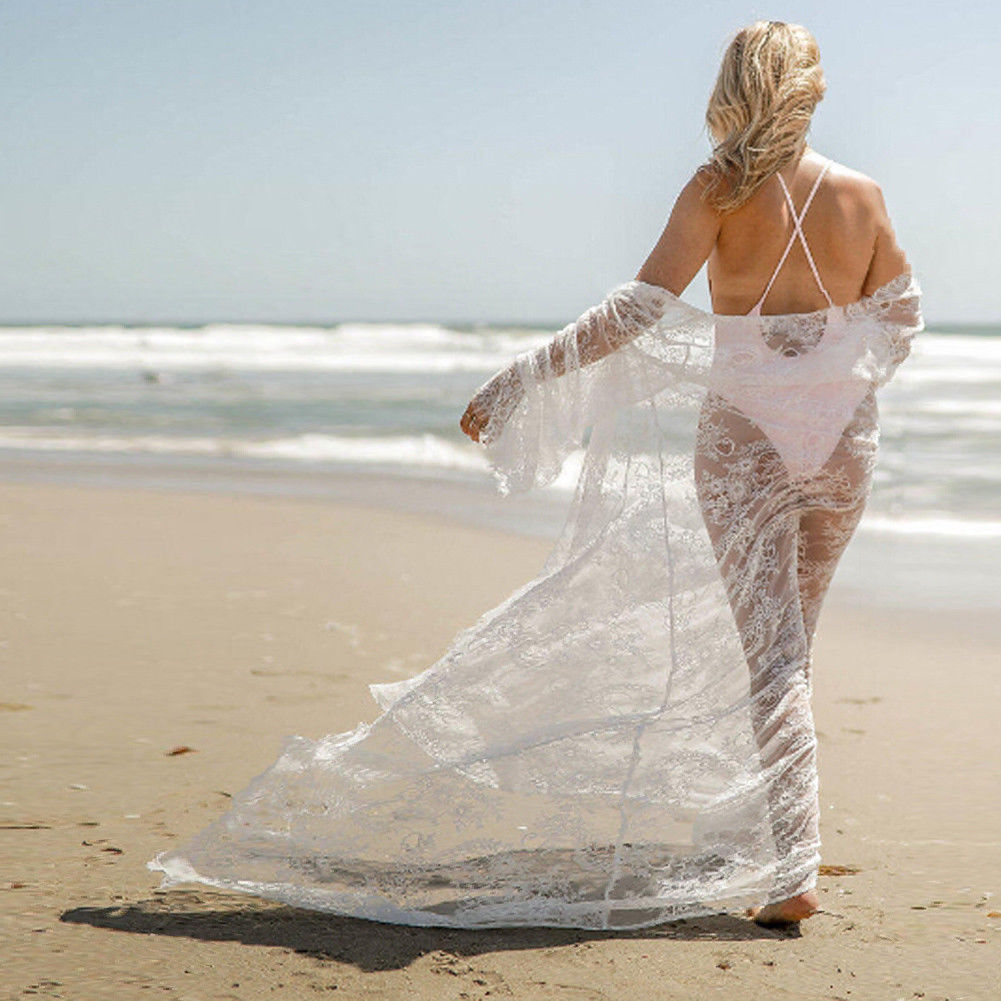 Women's Long Lace Beach Cover-Up for Swimwear