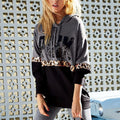 Leopard Print Hooded Long-Sleeve Sweatshirt