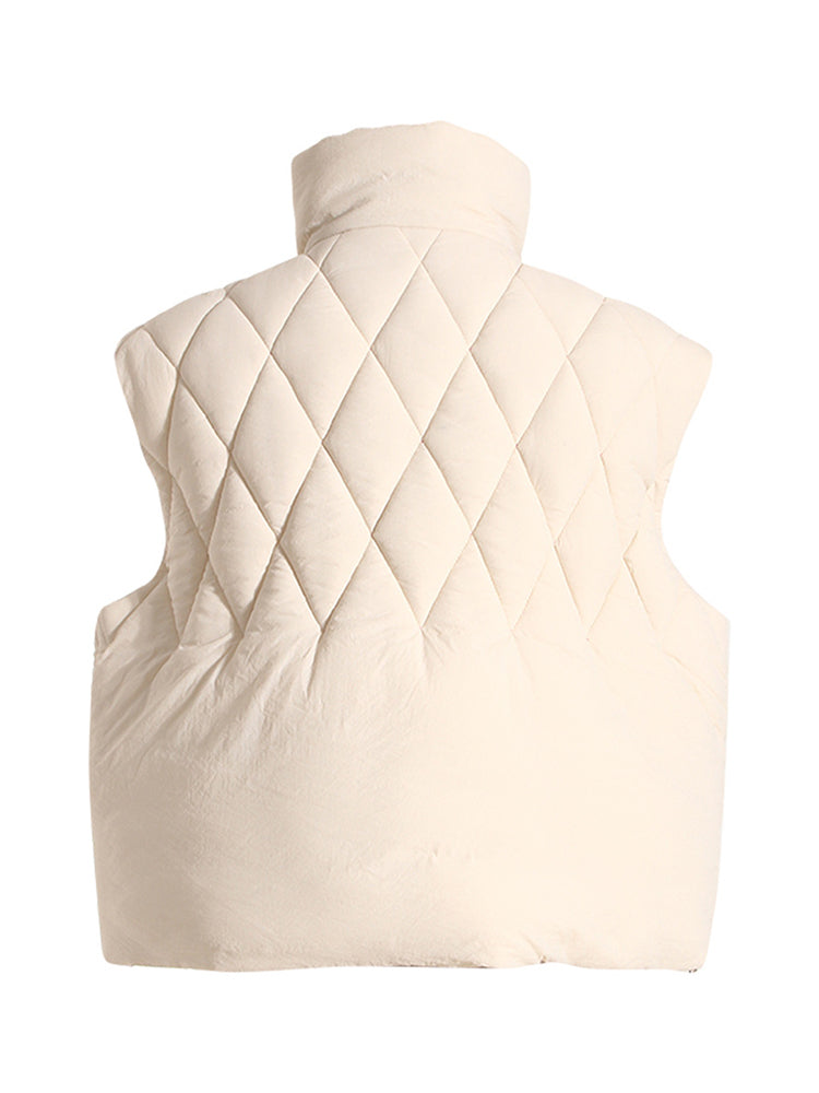 Winter Hand-Naied Quilted Padded Vest with Chain Decor