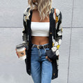 Ladies' Floral Long Sleeve Sweater Cardigan
