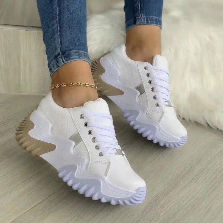 Comfortable Ladies Casual Sneakers with Thick Sole