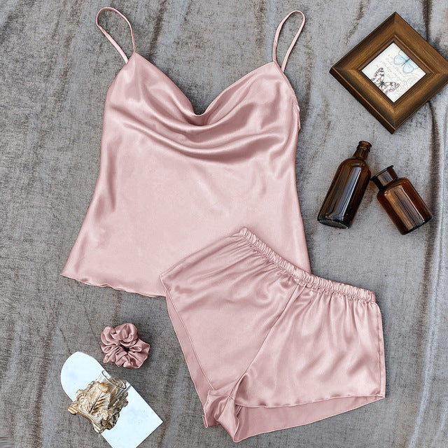 Thin Ice Silk Women's Pajama Set - Sexy Two-Piece Homewear