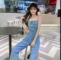 Korean Style Tube Top Wide-Leg Jumpsuit for Spring/Summer