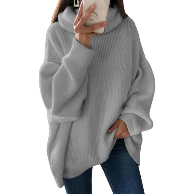 Oversized High Neck Knitted Sweater for Women