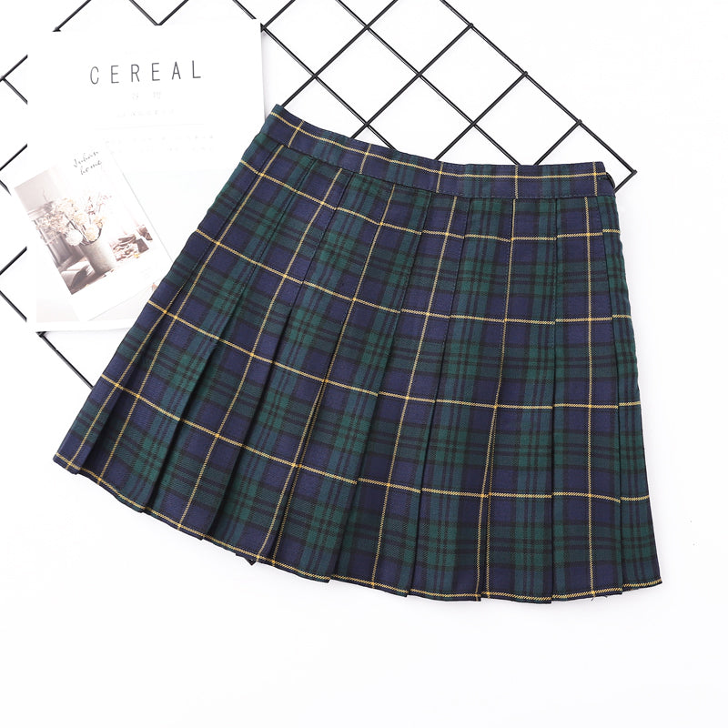High-Waisted Anti-Glare Pleated Skirt for Students