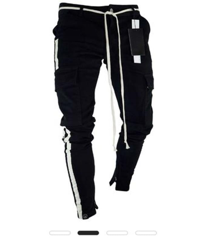Multi-Pocket Zipper Embroidered Side Denim Pants