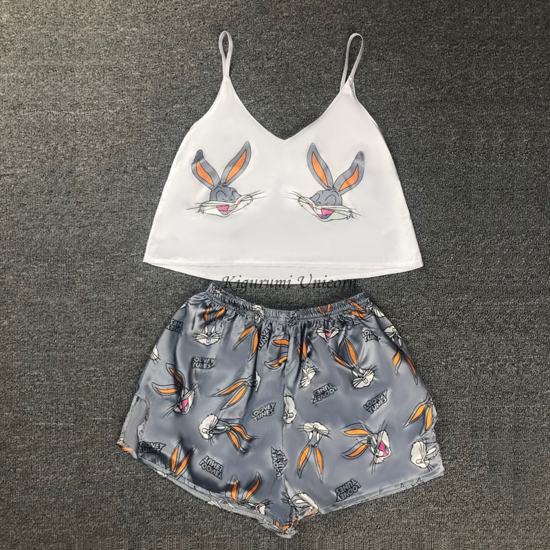 Women's Satin Cami and Shorts Pajama Set (Summer)