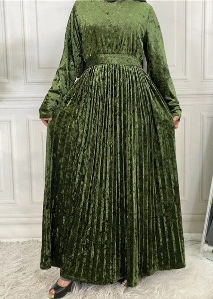 Golden Velvet Net Color Ladies' Dress