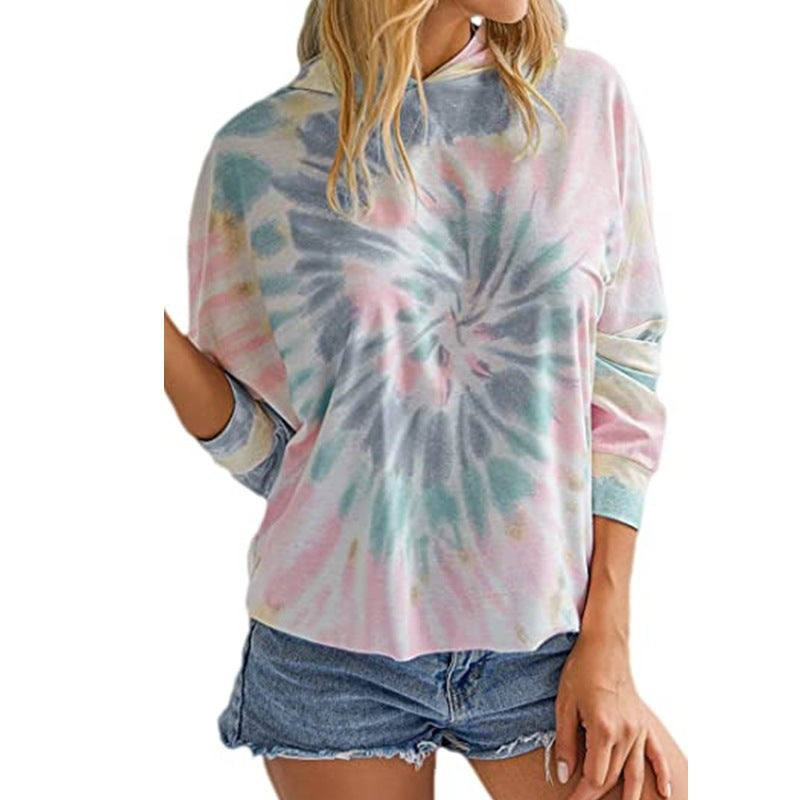Hooded Long-Sleeve Tie-Dye T-Shirt Sweater