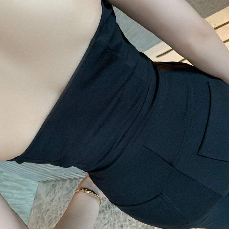 High-Waisted Strapless Jumpsuit with Off-Shoulder Design