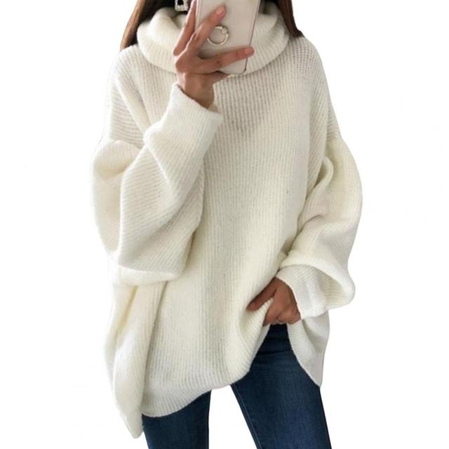Oversized High Neck Knitted Sweater for Women