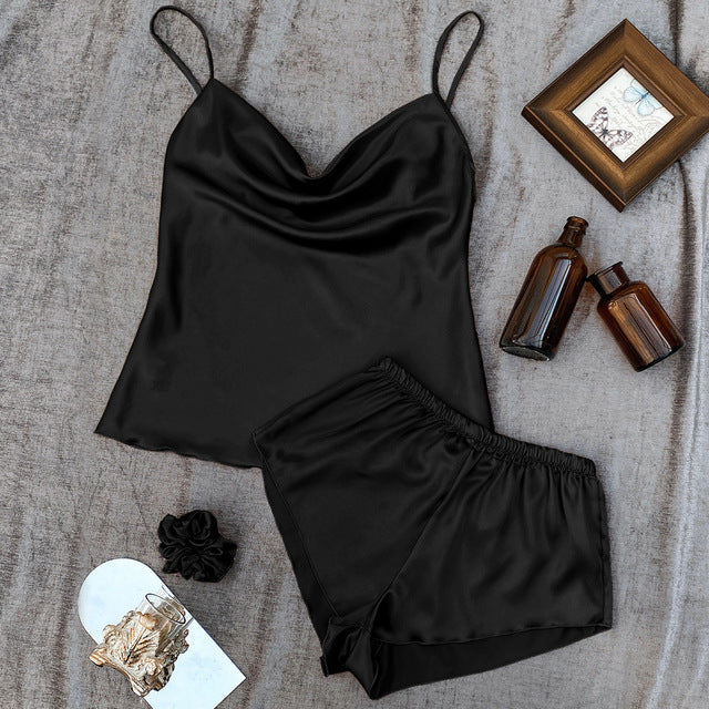 Thin Ice Silk Women's Pajama Set - Sexy Two-Piece Homewear