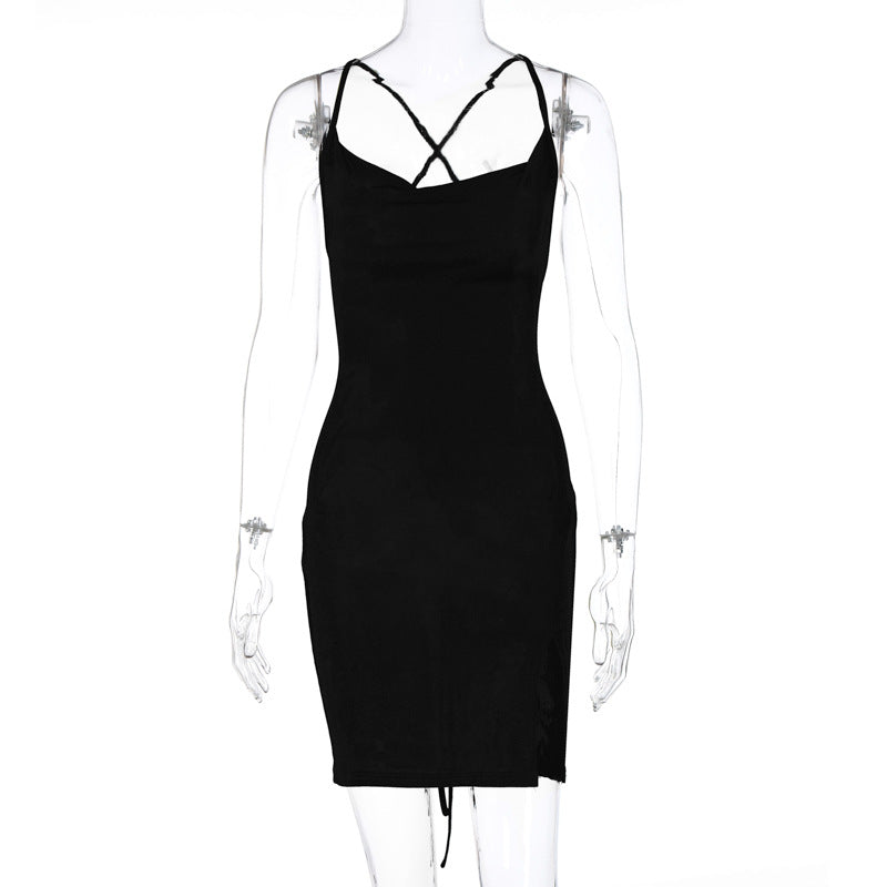Backless Spaghetti Strap Split Dress for Women