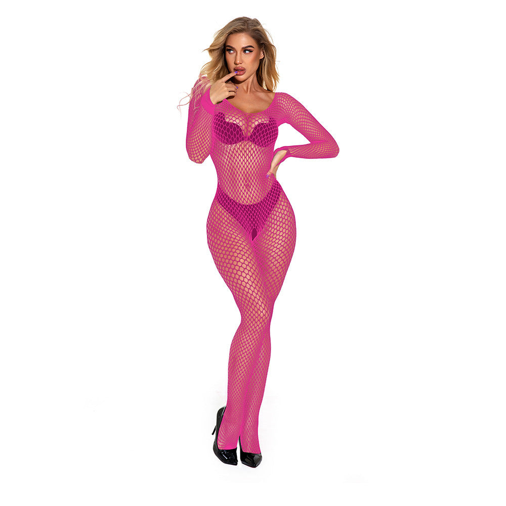 Lace Bodystocking with Open Crotch and Straps