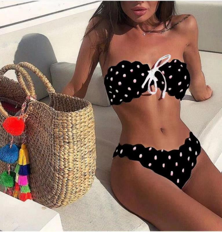 Polka Dot Printed Bikini Set with Special Fabric