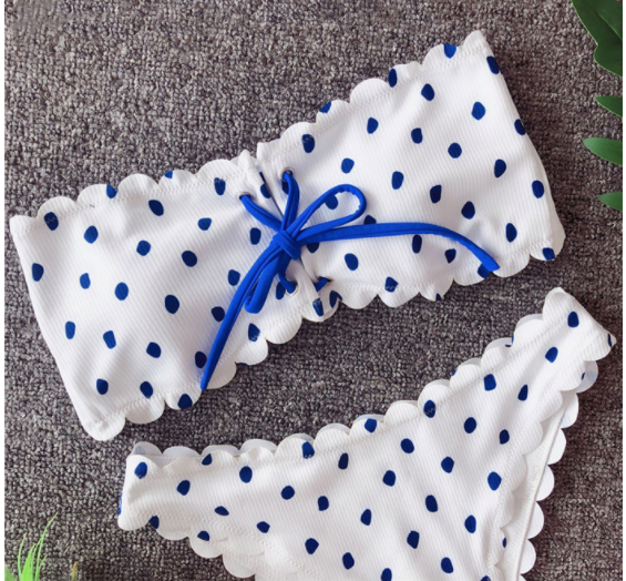 Polka Dot Printed Bikini Set with Special Fabric