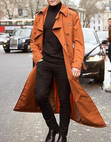 Solid Color Mid-Length Trench Coat