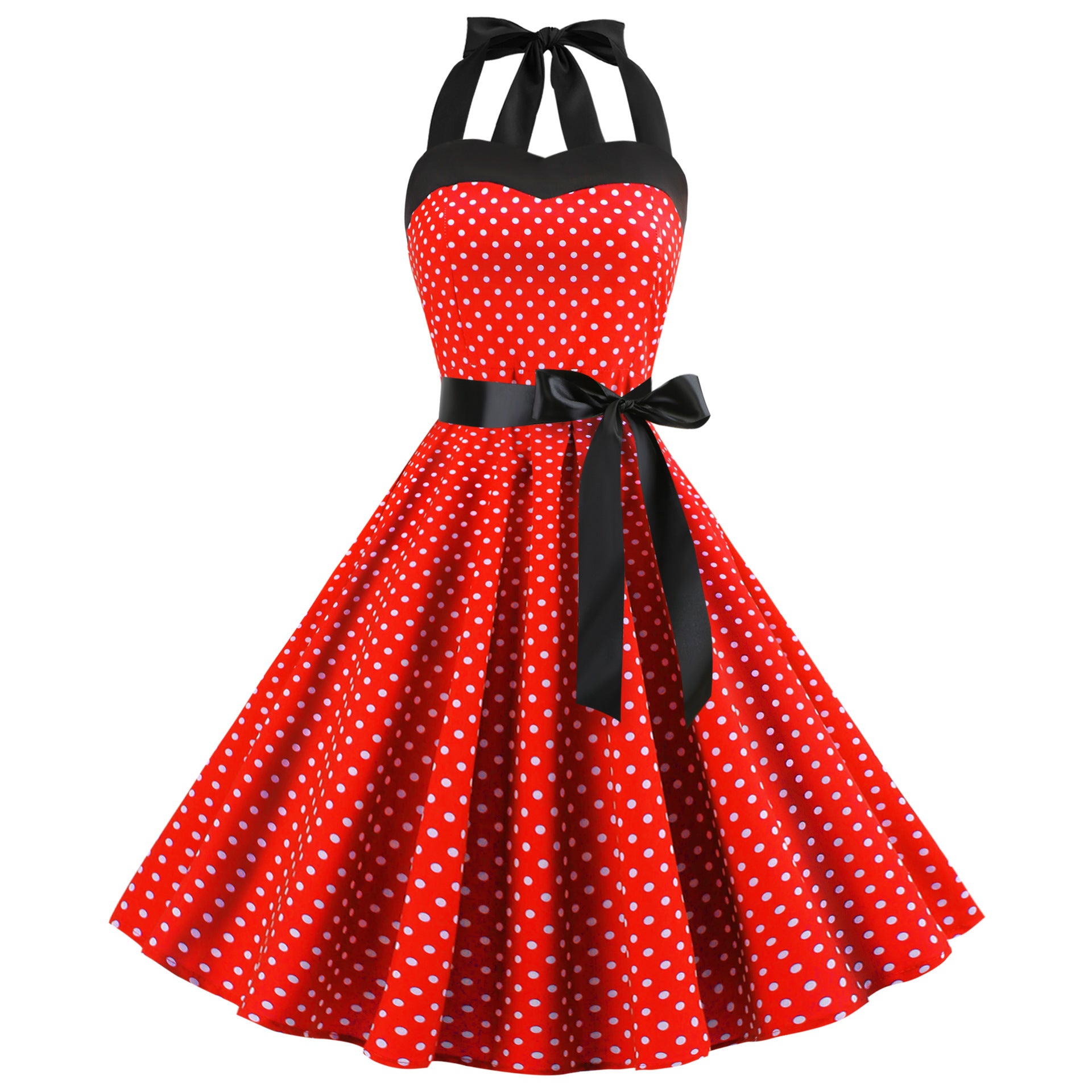 Vintage Polka Dot Strapless Maxi Dress for Women