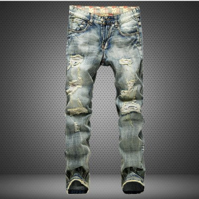 Men's Distressed Vintage Denim Jeans (Long Pants)