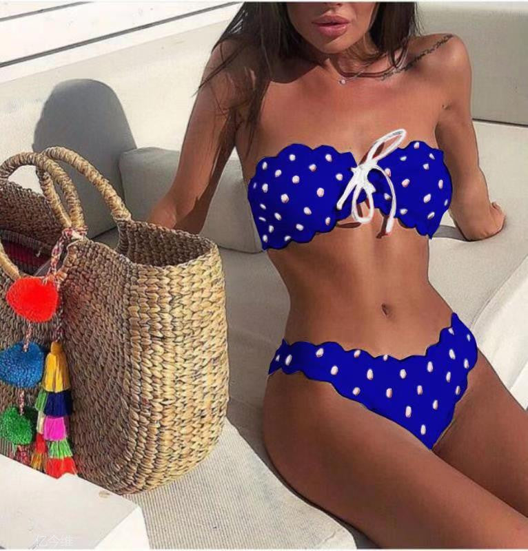 Polka Dot Printed Bikini Set with Special Fabric