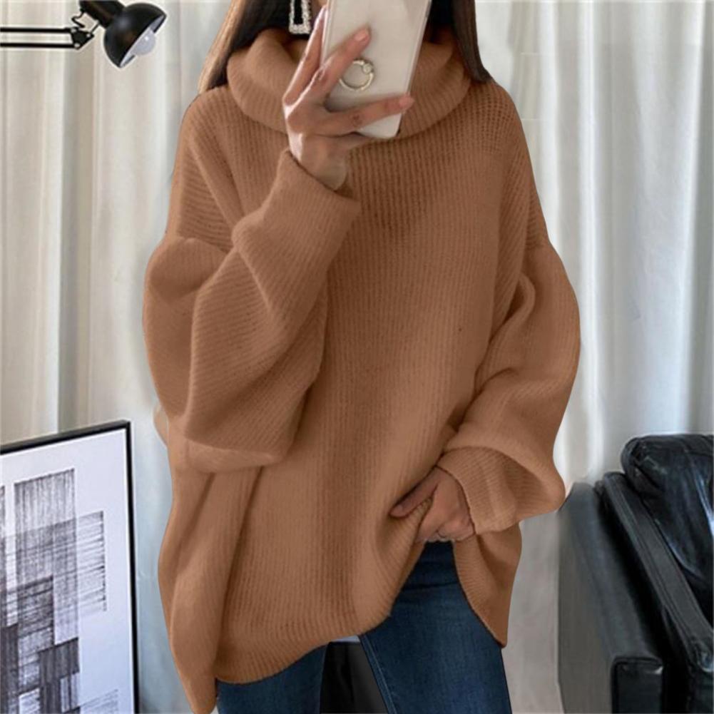 Oversized High Neck Knitted Sweater for Women