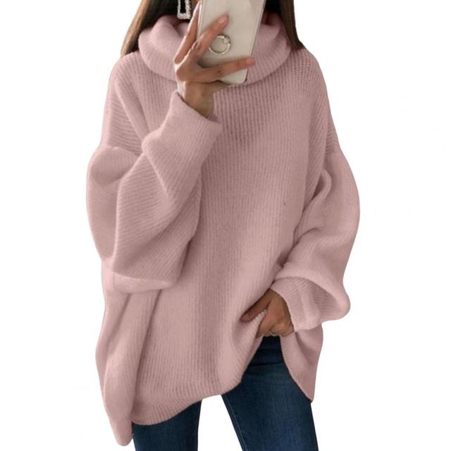 Oversized High Neck Knitted Sweater for Women