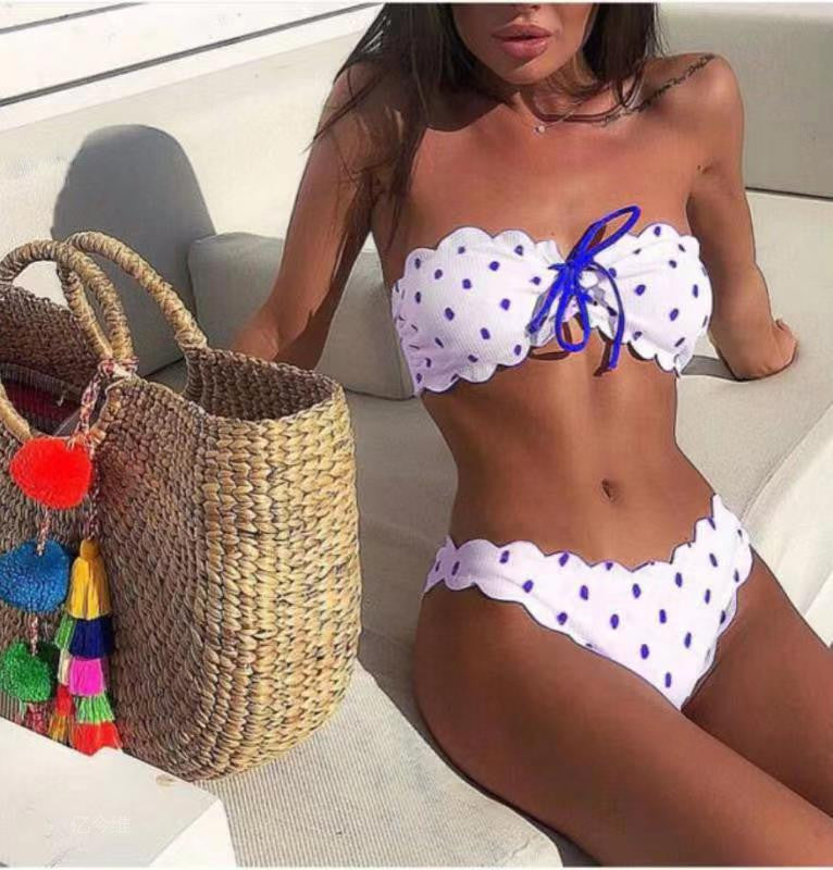 Polka Dot Printed Bikini Set with Special Fabric