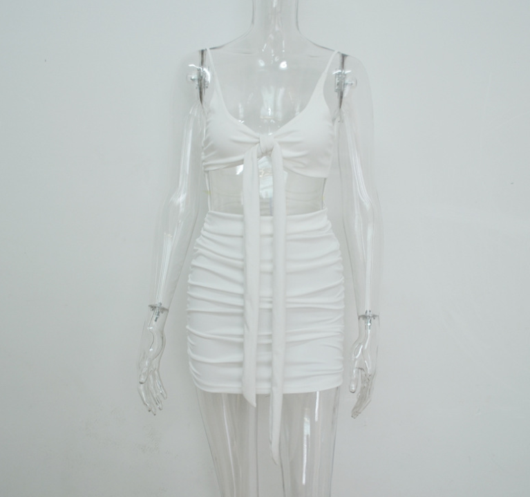 Wrinkled Dress, Spaghetti Strap, Backless Design