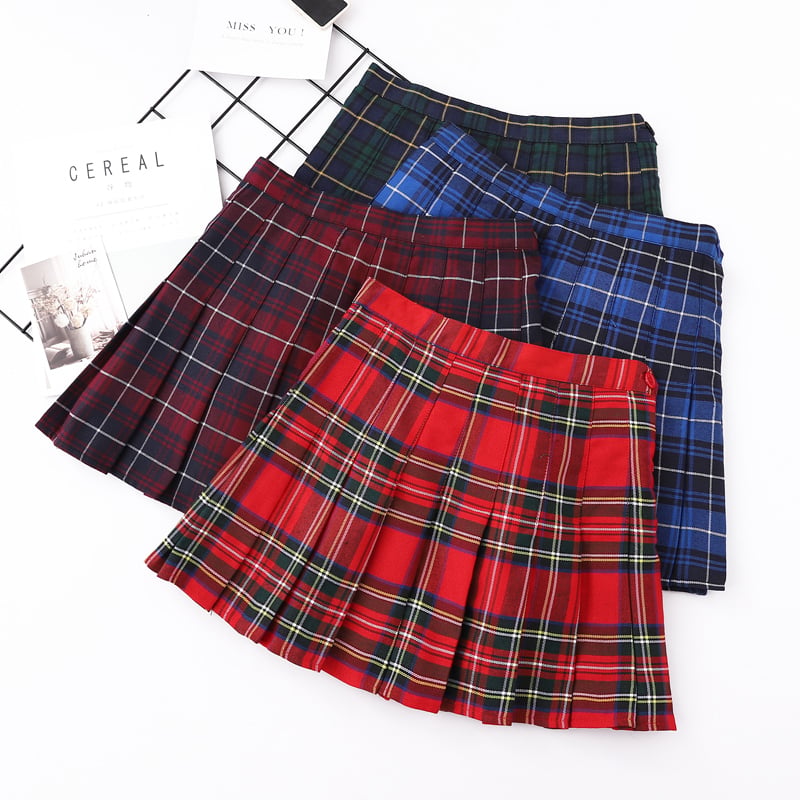 High-Waisted Anti-Glare Pleated Skirt for Students