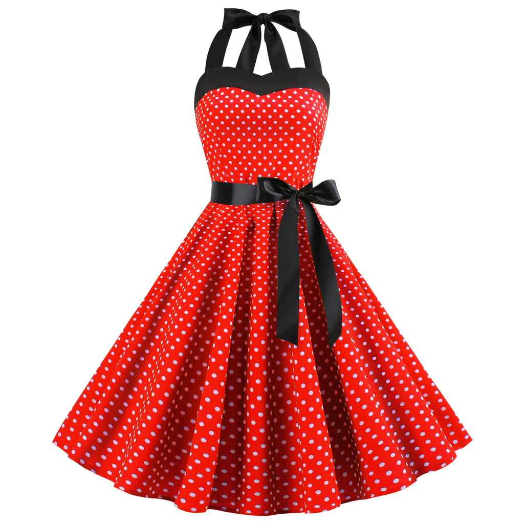 Vintage Polka Dot Strapless Maxi Dress for Women