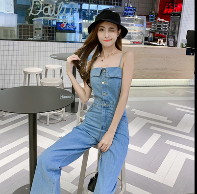 Korean Style Tube Top Wide-Leg Jumpsuit for Spring/Summer
