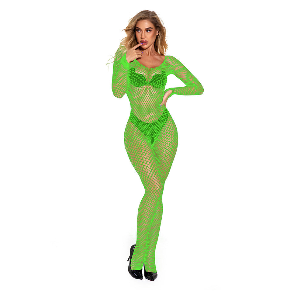 Lace Bodystocking with Open Crotch and Straps