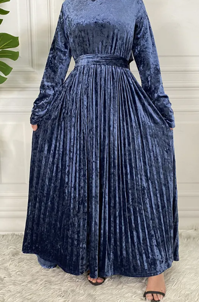 Golden Velvet Net Color Ladies' Dress
