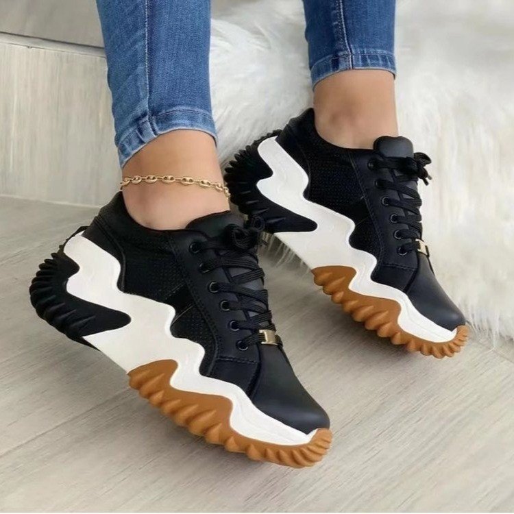 Comfortable Ladies Casual Sneakers with Thick Sole